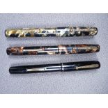 WATERMAN - Vintage 1930s brown and black marble Waterman's Ideal fountain pen with gold trim and