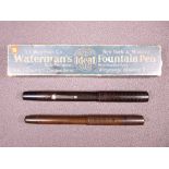 WATERMAN - Vintage (1915-1917) black chased hard rubber Waterman's Ideal 12 PSF fountain pen with