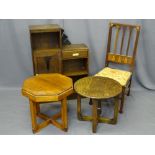 VINTAGE FURNITURE, mixed parcel to include a small bookcase cupboard, Art Nouveau inlaid side chair,