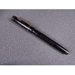 MABIE TODD - Vintage 1930s black Swan Mabie Todd L205/60 leverless fountain pen with gold trim and