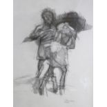 ELFYN JONES pencil drawing - 'Boxers', 38 x 27cms