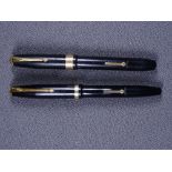 CONWAY STEWART - Vintage 1950s black Conway Stewart No 27 fountain pen with gold trim and 14ct