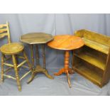 VINTAGE OCCASIONAL FURNITURE, four items to include an open bookcase, tilt top tripod table,