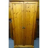 REPRODUCTION PINE TWO DOOR WARDROBE, 178cms H, 87cms W, 52cms D