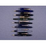 WATERMAN - Three vintage (late 1940s) Waterman Taperite fountain pens - two black, one grey - with