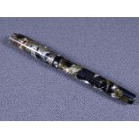 MABIE TODD - Vintage 1930s grey marble Swan Mabie Todd self-filler fountain pen with gold trim and