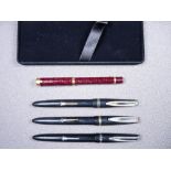 WATERMAN - Three vintage 1950s Waterman fountain pens - 1) 1953+ Black Waterman 3rd Generation