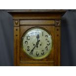 ARTS & CRAFTS STYLE OAK LONGCASE CLOCK, Gustav Becker eight day pendulum driven movement to a