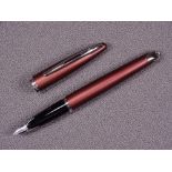 WATERMAN - Modern metallic copper brown Waterman Carene fountain pen with rhodium-plated 18ct