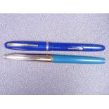 WATERMAN - Vintage (late 1940s) blue Waterman Champion 501 fountain pen, with gold plated trim and