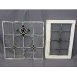 TWO STAINED GLASS LEADED WINDOW PANELS, one framed