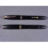 CONWAY STEWART - Two vintage 1950s black Conway Stewart No 58 fountain pens with gold trims and 14ct