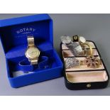 ROTARY NINE CARAT GOLD GENT'S PRESENTATION WRISTWATCH in original box, 35mm case, the inscription