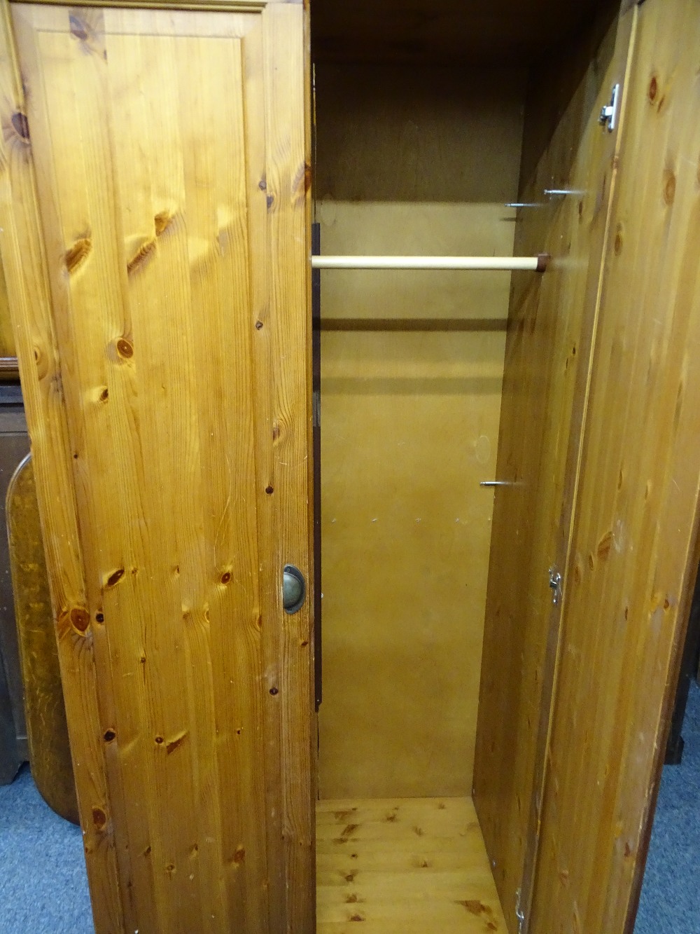 REPRODUCTION PINE TWO DOOR WARDROBE, 178cms H, 87cms W, 52cms D - Image 2 of 2