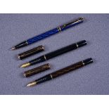 WATERMAN - Modern 1990s shadow blue Waterman Laureat Mk II ballpoint pen with gold plated trim, in