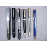 WATERMAN - Two vintage 1940s English Waterman fountain pens - 1) black Waterman 503 with gold