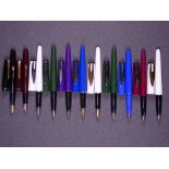 WATERMAN - Four modern 1990s Waterman Reflex fountain pens with hexagonal caps - blue, green, maroon