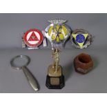 MOTORING BADGES & OTHER COLLECTABLES including a French Automobile Club badge, a white metal golf