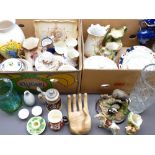 STAFFORDSHIRE, CONTINENTAL & OTHER china, pottery and glassware (two boxes)