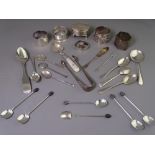 QUANTITY OF SMALL SILVER to include various teaspoons and other tableware, a quantity of napkin