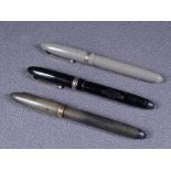 MABIE TODD - Three vintage 1930s Swan Mabie Todd leverless fountain pens with gold trim and 14ct