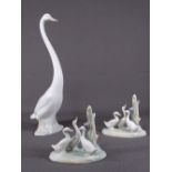 NAO FIGURINES - standing swan, 34cms tall and a matching pair with ducks