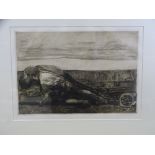 KATHE KOLLWITZ etching with aquatint from a later issue 1945 - entitled 'The Plougher, 1906', 30 x