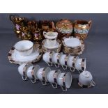 BELL CHINA PART TEASET, copper lustreware ETC