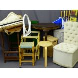 PARCEL OF MIXED FURNITURE & HOUSEHOLD GOODS including a portable electric keyboard, various side