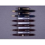 WATERMAN - Two vintage 1947/8 maroon Waterman Crusader Taperite fountain pens with 14ct gold nibs,