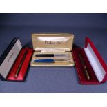 PARKER - Two vintage (1980-1982) matt brown Parker 50 Falcon fountain pens with open nibs and one