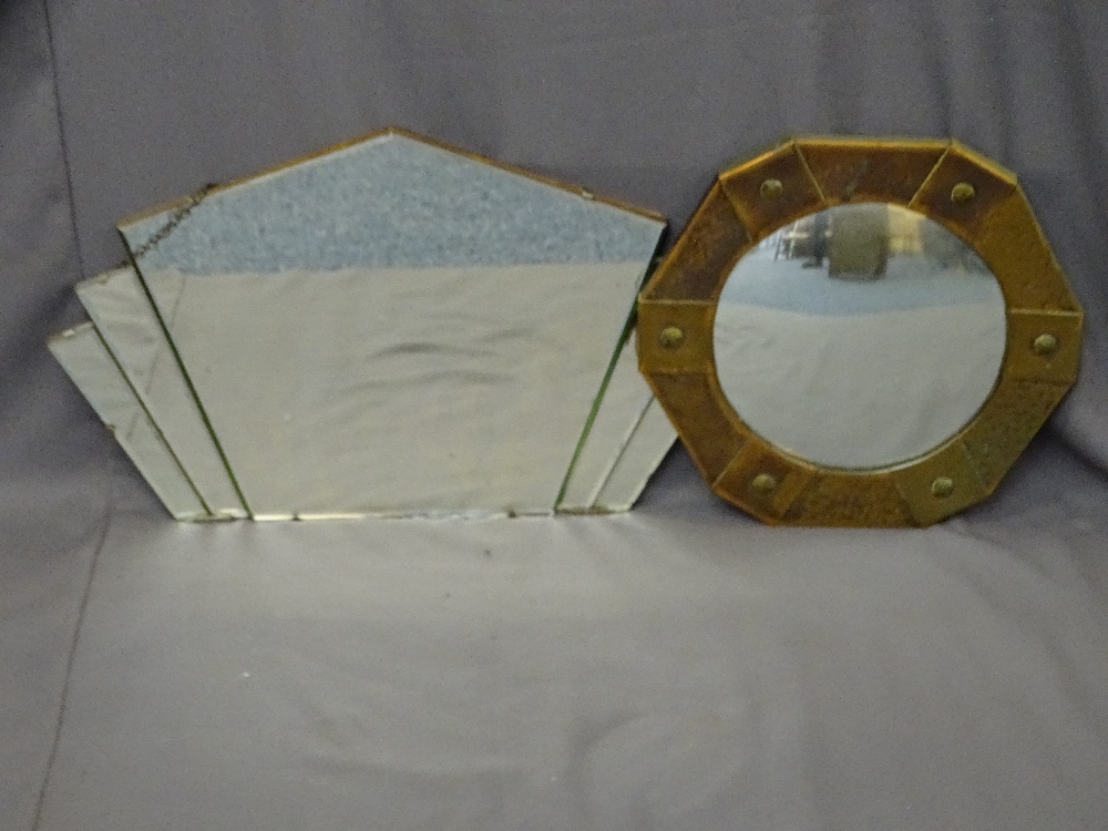 TWO STYLISH VINTAGE WALL MIRRORS including an Art Deco example, the other copper framed with