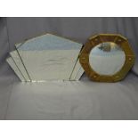 TWO STYLISH VINTAGE WALL MIRRORS including an Art Deco example, the other copper framed with