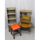 VINTAGE & LATER OCCASIONAL FURNITURE, four items to include a waterfall bookcase, an oak magazine