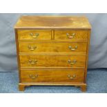 VINTAGE MAHOGANY CHEST of two short over three long drawers, neatly proportioned with swan neck