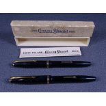 CONWAY STEWART - Two vintage 1950s black Conway Stewart No 85L fountain pens with gold trims and