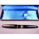 WATERMAN - Modern (present day) ebony black Waterman Charleston fountain pen with gold trim and 18ct