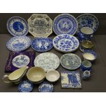 EARLY BLUE & WHITE COMMEMORATIVE and other china including Victoria