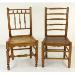 TWO 19TH CENTURY PROVINCIAL SIDE CHAIRS, ladder back and spindle back (2)