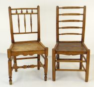 TWO 19TH CENTURY PROVINCIAL SIDE CHAIRS, ladder back and spindle back (2)