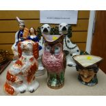 STAFFORDSHIRE FIGURES & DOULTON CHARACTER JUG