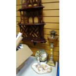 ASSORTED ITEMS including wall shelf, oil lamp and Doulton dressing table set