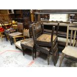 ASSORTED OCCASIONAL CHAIRS including ebonized piano stool (some distressed) (8)