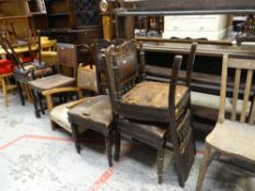 ASSORTED OCCASIONAL CHAIRS including ebonized piano stool (some distressed) (8)