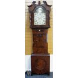GOOD MID 19TH CENTURY LEICESTER LONGCASE CLOCK, well painted 13 inch dial with subsidiary seconds,