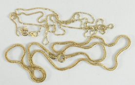 TWO 18CT YELLOW GOLD FINE CHAINS, 6.3gms overall