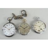 THREE POCKET WATCHES including a Rone dress watch, Arcadia open faced pocket watch and Lip open