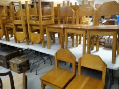 SET OF FOURTEEN PALE OAK OCCASIONAL CHAIRS with solid seats