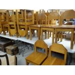 SET OF FOURTEEN PALE OAK OCCASIONAL CHAIRS with solid seats