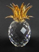SWAROVSKI CRYSTAL PINEAPPLE CANDLE HOLDER in gold (boxed)